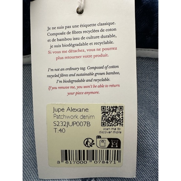 New Sezane Womens June Alexane Patchwork Skirt Size 40 US 8 Midi Straight Button - Picture 7 of 13